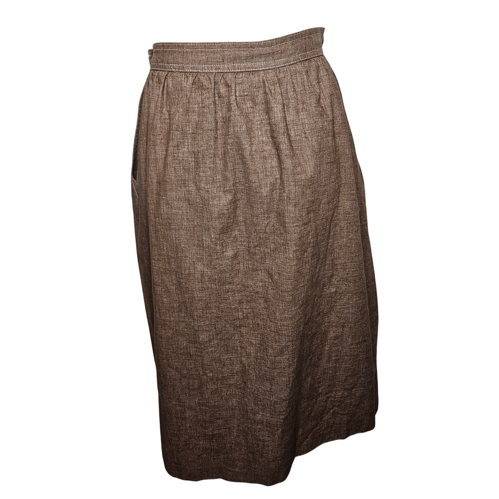 Vintage Country Suburbans Brown Textured Midi Skirt Made in USA ILGWU Size Sm - Picture 5 of 7